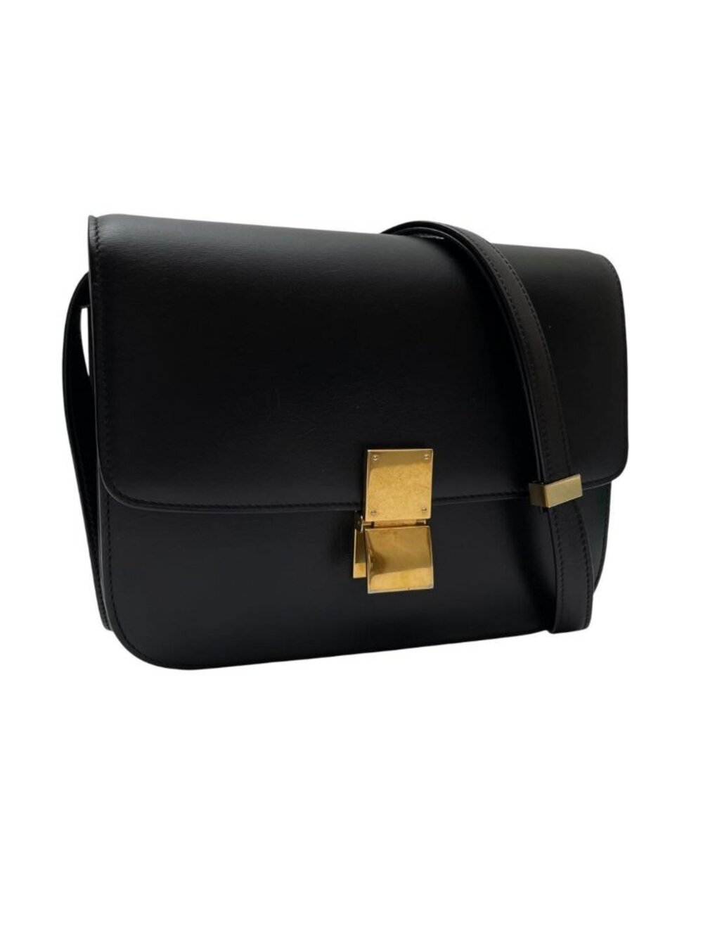Celine Leather Classic Box Shoulder Bag Black